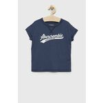 Otroška kratka majica Abercrombie &amp; Fitch - modra. Otroški kratka majica iz kolekcije Abercrombie &amp; Fitch. Model izdelan iz pletenine s potiskom.