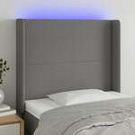 vidaXL LED posteljno vzglavje temno sivo 93x16x118/128 cm blago