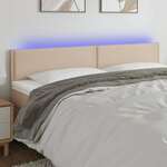 shumee LED posteljno vzglavje kapučino 160x5x78/88 cm umetno usnje