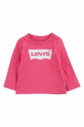 Otroški longsleeve Levi's roza barva - roza. Otroški Longsleeve iz kolekcije Levi's. Model izdelan iz pletenine s potiskom.