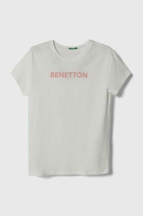 Otroška bombažna kratka majica United Colors of Benetton bela barva - bela. Otroške lahkotna kratka majica iz kolekcije United Colors of Benetton. Model izdelan iz pletenine