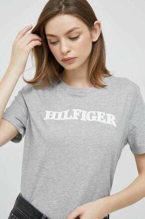 Bombažna kratka majica Tommy Hilfiger siva barva - siva. Kratka majica iz kolekcije Tommy Hilfiger. Model izdelan iz tanke