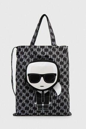 Torbica Karl Lagerfeld črna barva - črna. Velika torbica iz kolekcije Karl Lagerfeld. Model brez zapenjanja