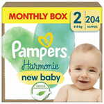PAMPERS Harmonie Baby plenice za enkratno uporabo vel 2, 204 kos, 4kg-8kg