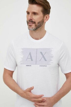 Bombažna kratka majica Armani Exchange bela barva - bela. Kratka majica iz kolekcije Armani Exchange
