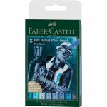Faber-Castell Marker Pitt Artist Pen Brush Blues set 8, konica B