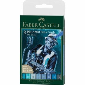 Faber-Castell Marker Pitt Artist Pen Brush Blues set 8