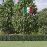 Vidaxl Zastava Italije in drog 5,55 m aluminij