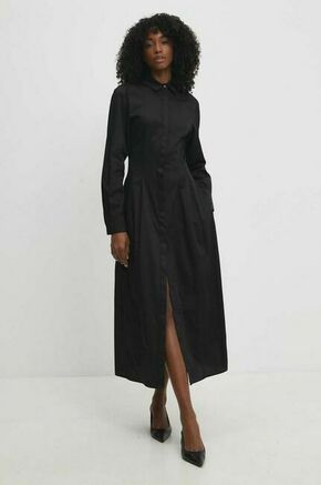 Bombažna obleka Answear Lab črna barva - črna. Obleka iz kolekcije Answear Lab. Model izdelan iz enobarvne tkanine. Model iz zračne bombažne tkanine.
