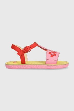 Otroški usnjeni sandali Camper rdeča barva - rdeča. Otroški sandali iz kolekcije Camper. Model izdelan iz naravnega usnja. Model z usnjeno notranjostjo