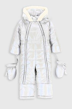 Kombinezon za dojenčka Coccodrillo siva barva - siva. Kombinezon za dojenčka iz kolekcije Coccodrillo. Model izdelan iz prešite tkanine. Model ima priložene rokavice.