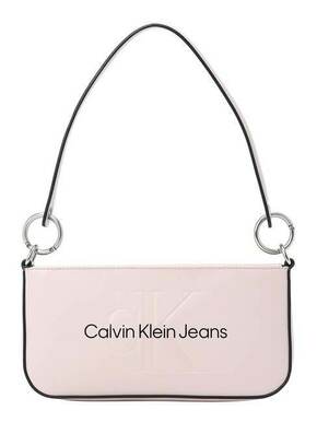 Torbica Calvin Klein Jeans črna barva - roza. Majhna torbica iz kolekcije Calvin Klein Jeans. Model na zapenjanje