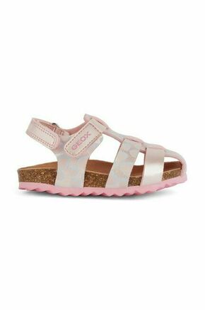 Otroški sandali Geox SANDAL CHALKI roza barva - roza. Otroški sandali iz kolekcije Geox. Model je izdelan iz ekološkega usnja. Model z mehkim