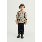 Otroški bombažen pulover Liewood bež barva - siva. Otroški pulover iz kolekcije Liewood. Model izdelan iz vzorčaste pletenine.