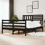shumee Okvir za posteljo, črn, masivni les, 140x190 cm