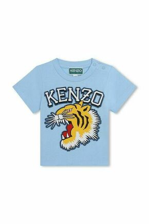 Otroška bombažna kratka majica Kenzo Kids - modra. Otroške kratka majica iz kolekcije Kenzo Kids. Model izdelan iz tanke