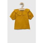 Otroška bombažna kratka majica zippy zelena barva - rumena. Otroške kratka majica iz kolekcije zippy. Model izdelan iz enobarvne pletenine.