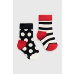 Otroške nogavice Happy Socks - mornarsko modra. Nogavice iz kolekcije Happy Socks. Model izdelan iz elastičnega, vzorčastega materiala. V kompletu sta dva para.