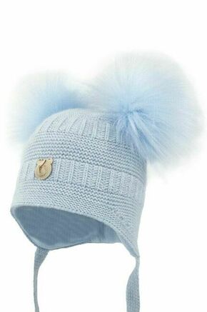 Otroška kapa s primesjo volne Jamiks - modra. Otroški kapa iz kolekcije Jamiks. Model izdelan iz pletenine z nalepko.
