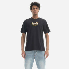 Bombažna kratka majica Levi's Črna barva - črna. Ohlapna kratka majica iz kolekcije Levi's. Model izdelan iz tanke