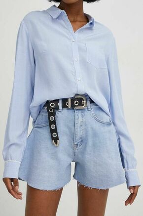 Jeans kratke hlače Answear Lab ženski - modra. Kratke hlače iz kolekcije Answear Lab. Model izdelan iz jeansa. Elastični material