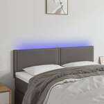 Greatstore LED posteljno vzglavje sivo 144x5x78/88 cm umetno usnje