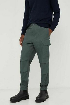 Bombažne hlače G-Star Raw zelena barva - zelena. Cargo hlače iz kolekcije G-Star Raw. Model izdelan iz enobarvne tkanine. Model iz zračne bombažne tkanine.