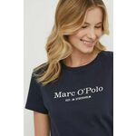 Bombažna kratka majica Marc O'Polo ženski, mornarsko modra barva - mornarsko modra. Kratka majica iz kolekcije Marc O'Polo, izdelana iz tanke, elastične pletenine. Model iz izjemno udobne bombažne tkanine, ki je zračna.