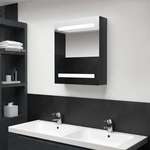 shumee LED kopalniška omarica z ogledalom sijoče črna 50x14x60 cm