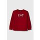 Otroški pulover EA7 Emporio Armani rdeča barva - rdeča. Otroški pulover iz kolekcije EA7 Emporio Armani, izdelan iz elastične pletenine. Model iz izjemno udobne bombažne tkanine.