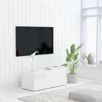 shumee TV omarica visok sijaj bela 80x34x30 cm iverna plošča