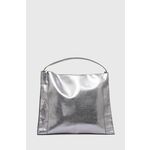 Torbica Answear Lab srebrna barva - srebrna. Velika torbica iz kolekcije Answear Lab. Model na zapenjanje, izdelan iz ekološkega usnja.