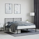 shumee Kovinski posteljni okvir z vzglavjem črn 135x190 cm