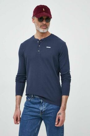 Bombažna majica z dolgimi rokavi Pepe Jeans Remus mornarsko modra barva - mornarsko modra. Majica z dolgimi rokavi iz kolekcije Pepe Jeans. Model izdelan iz tanke