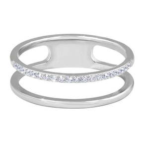 Troli Dvojni minimalistični prstan iz srebrnega jekla (Obseg 55 mm)