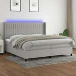 Box spring postelja z vzmetnico LED sv. siva 200x200 cm blago - vidaXL - Siva - 94,33 - 200 x 200 cm - vidaXL