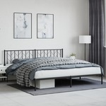 shumee Kovinski posteljni okvir z vzglavjem črn 200x200 cm