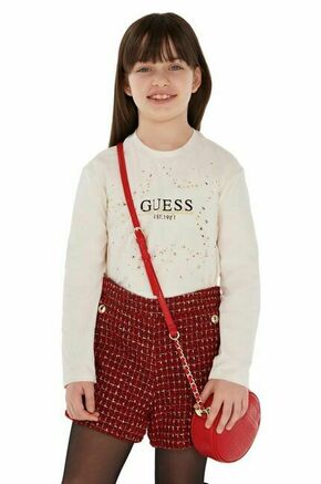 Otroška dolga majica Guess bež barva - bež. Otroške Majica z dolgimi rokavi iz kolekcije Guess. Model izdelan iz tanke