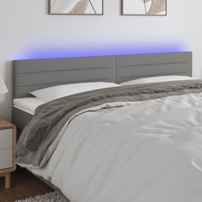 VidaXL LED posteljno vzglavje temno sivo 200x5x78/88 cm blago