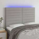 Vidaxl LED posteljno vzglavje svetlo sivo 144x5x118/128 cm blago