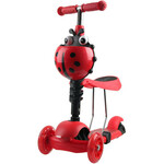 WEBHIDDENBRAND Otroški skiro 2v1 PIKAPOLONICA s kolesi LED, rdeča H-001-CR