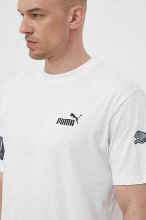 Bombažna kratka majica Puma bela barva - bela. Kratka majica iz kolekcije Puma