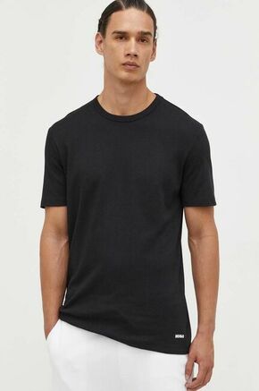 Bombažna kratka majica HUGO črna barva - črna. Lahkotna kratka majica iz kolekcije HUGO
