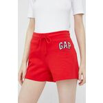 Kratke hlače GAP ženski, rdeča barva, - rdeča. Kratke hlače iz kolekcije GAP. Model izdelan iz tanke, rahlo elastične pletenine.