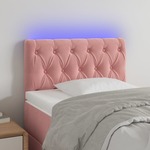 shumee LED posteljno vzglavje roza 80x7x78/88 cm žamet