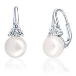 JwL Luxury Pearls Luksuzni srebrni uhani s pravim biserom in cirkoni JL0641