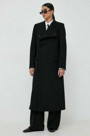 Volnen plašč Victoria Beckham črna barva - črna. Plašč iz kolekcije Victoria Beckham. Prehoden model