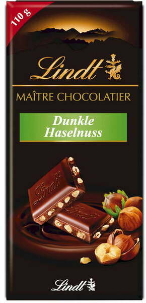 Lindt Maître Chocolatier - temna čokolada z lešniki - 110 g