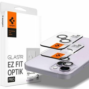 Zaščitno kaljeno steklo za Kamero iPhone 14 / 14 PLUS / 15 / 15 PLUS Spigen Optik.TR ”EZ FIT” Purple/ 2 kom.