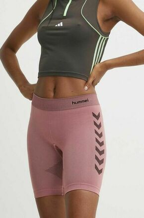 Kratke hlače za vadbo Hummel First Seamless roza barva